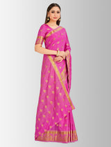 Mimosa Womens Crepe Saree Mysore Silk Pink Color