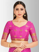 Mimosa Womens Crepe Saree Mysore Silk Pink Color