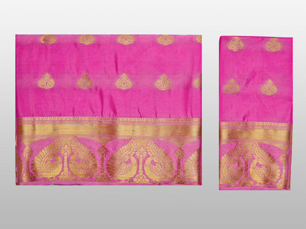 Mimosa Womens Crepe Saree Mysore Silk Pink Color