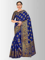 Mimosa Womens Art Silk Saree Kanjivaram Navy Blue Color