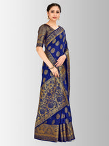 Mimosa Womens Art Silk Saree Kanjivaram Navy Blue Color