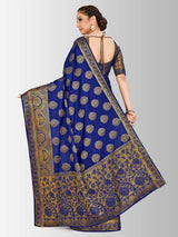 Mimosa Womens Art Silk Saree Kanjivaram Navy Blue Color