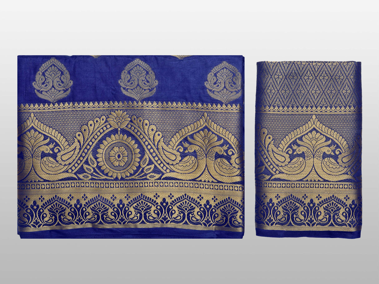 Mimosa Womens Art Silk Saree Kanjivaram Navy Blue Color