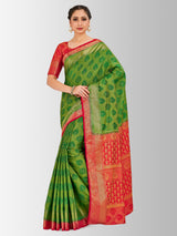 Mimosa Womens Art Silk Saree Kanjivaram Green Color