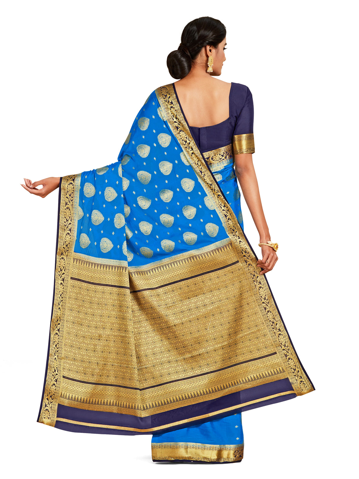 Mimosa Womens Crepe Saree Mysore Silk Ananda Color