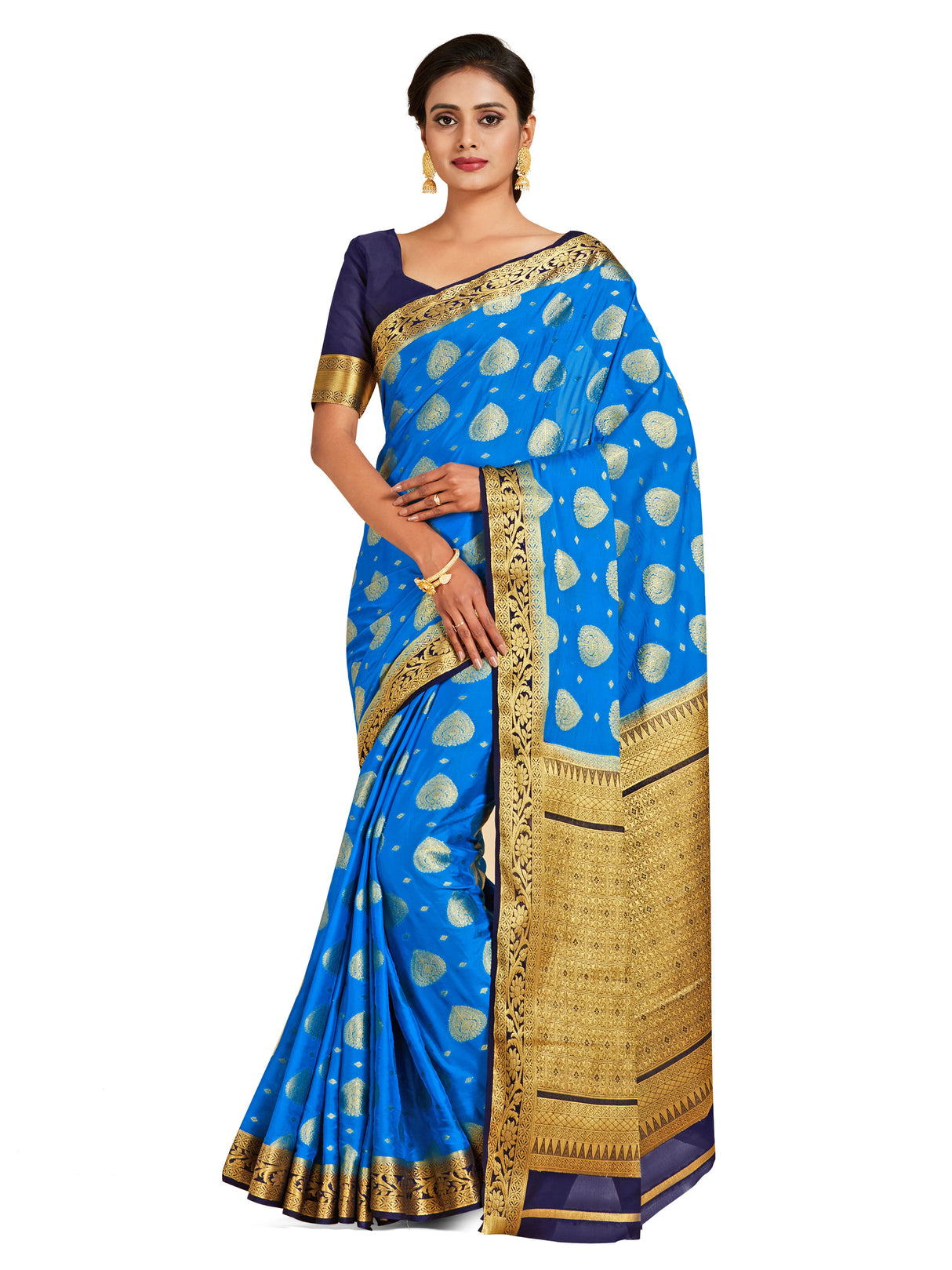 Mimosa Womens Crepe Saree Mysore Silk Ananda Color