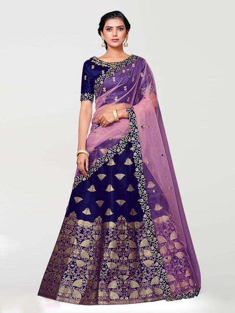 MIMOSA Women's Art Silk Semi-Stitched Lehenga with Unstitched Blouse and Dupatta