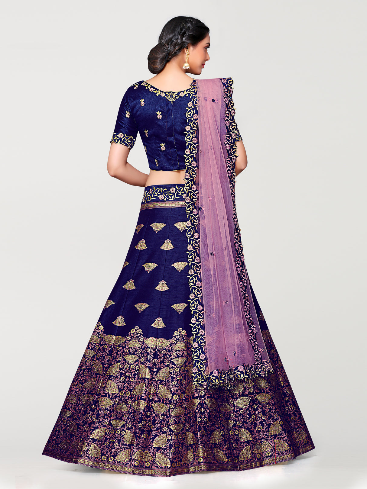 MIMOSA Women's Art Silk Semi-Stitched Lehenga with Unstitched Blouse and Dupatta