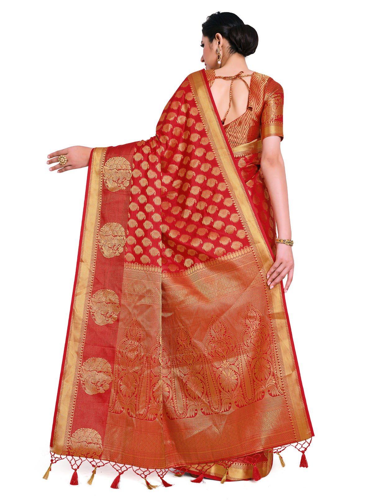 Mimosa Womens Art Silk Saree Kanjivaram Red Color