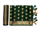 Mimosa Womens Crepe Saree Mysore Silk BGreen Color