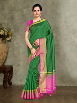 Mimosa Womens Art Silk Saree Kanjivaram BGreen Color