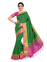 Mimosa Womens Art Silk Saree Kanjivaram BGreen Color