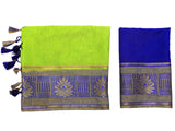 Mimosa Womens Linen Saree Banarasi style Liril Color