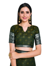 Mimosa Womens Art Silk Saree Kanjivaram style BGreen Color