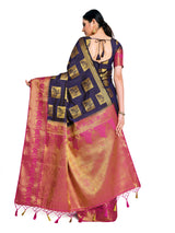 Mimosa Womens Art Silk Saree Kanjivaram Navy Blue Color