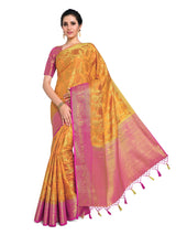 Mimosa Womens Art Silk Saree Kanjivaram Mustard Color