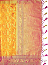 Mimosa Womens Art Silk Saree Kanjivaram Mustard Color