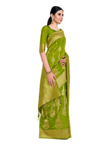 Mimosa Womens Art Silk Saree Kanjivaram Olive Color