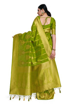 Mimosa Womens Art Silk Saree Kanjivaram Olive Color