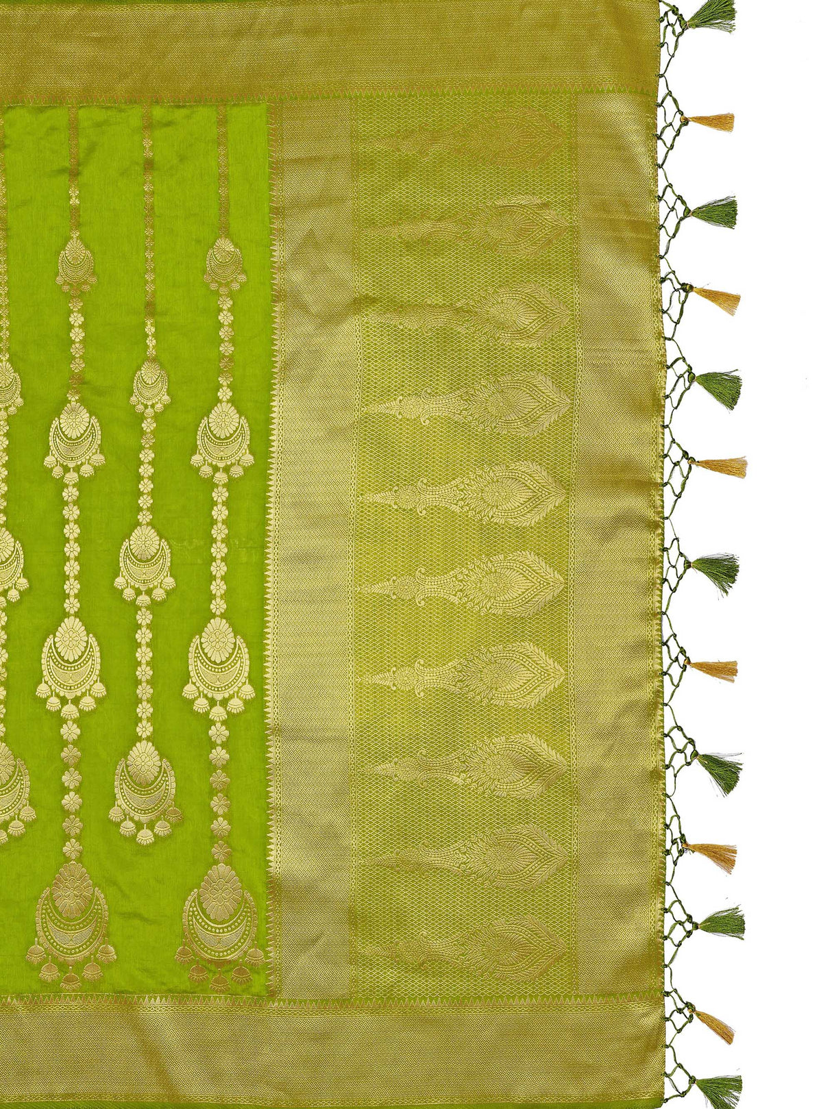 Mimosa Womens Art Silk Saree Kanjivaram Olive Color