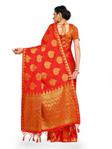 Mimosa Womens Crepe Saree Mysore Silk Red Color