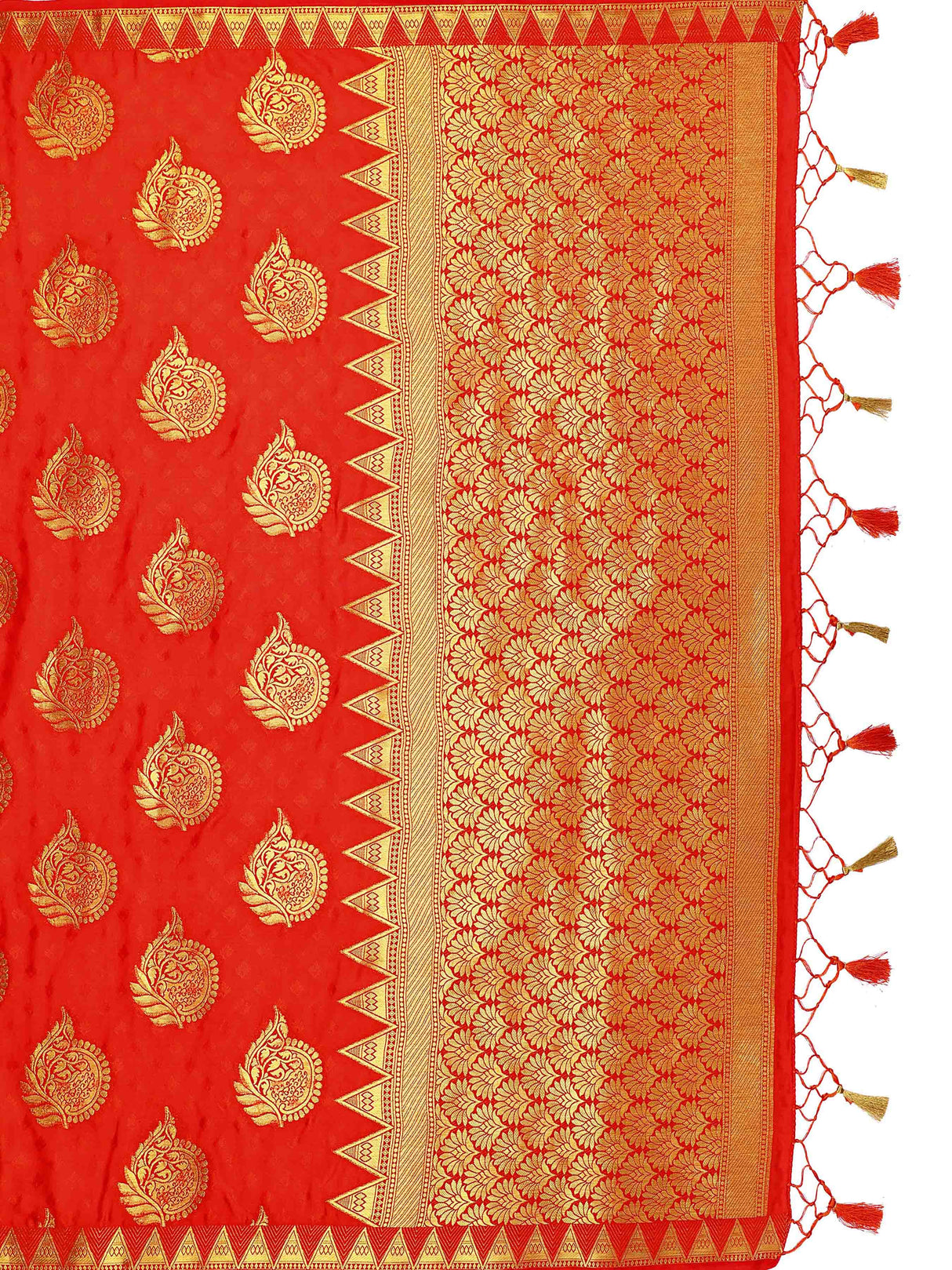 Mimosa Womens Crepe Saree Mysore Silk Red Color