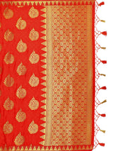 Mimosa Womens Crepe Saree Mysore Silk Red Color