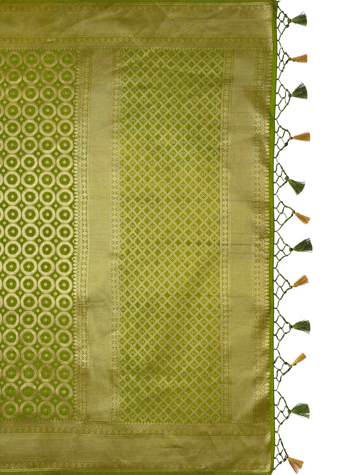 Mimosa Womens Art Silk Saree Kanjivaram Olive Color