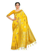 Mimosa Womens Art Silk Saree Kanjivaram Yellow Color