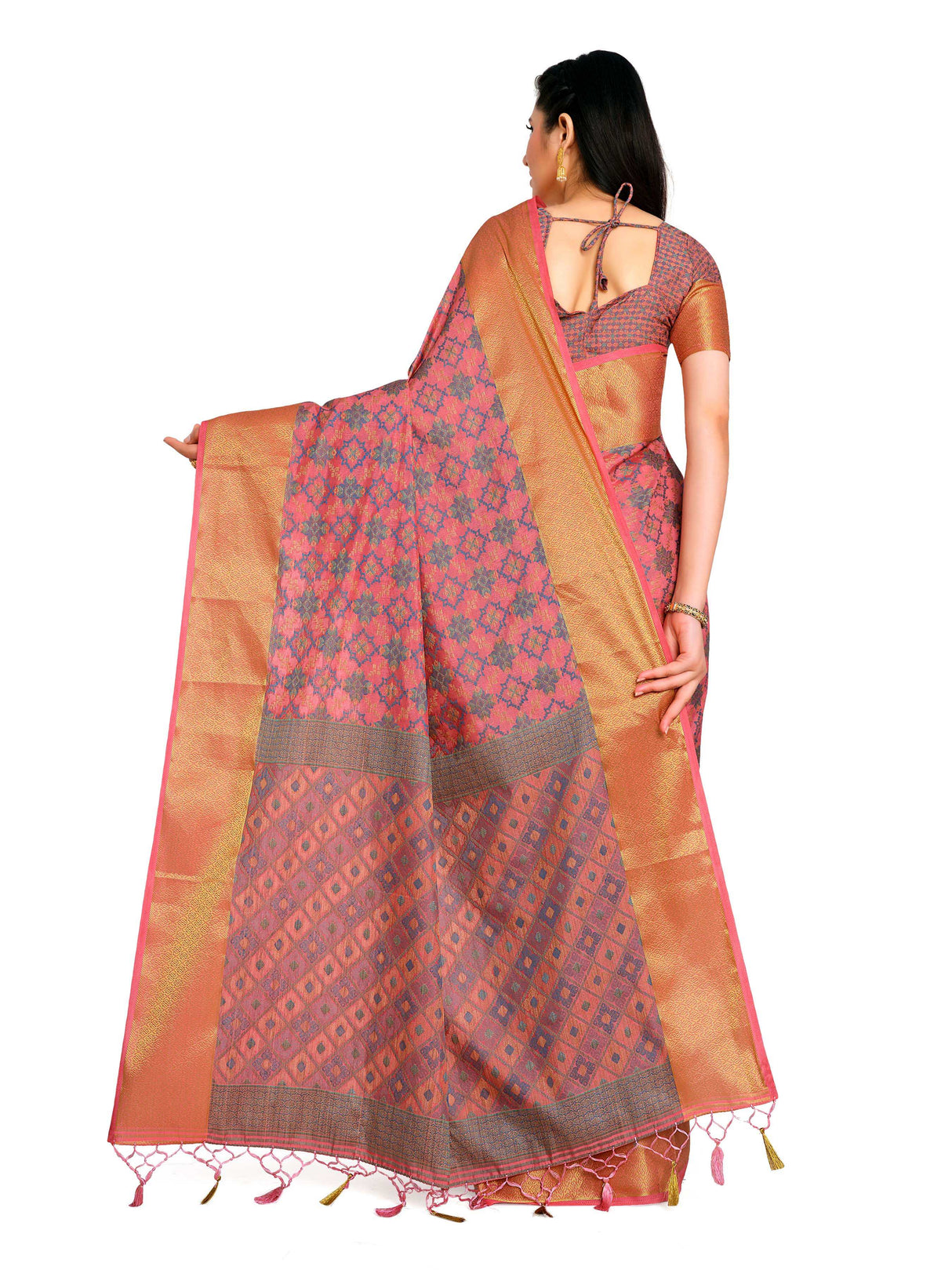 Mimosa Womens Art Silk Saree Patola Gajjari Color