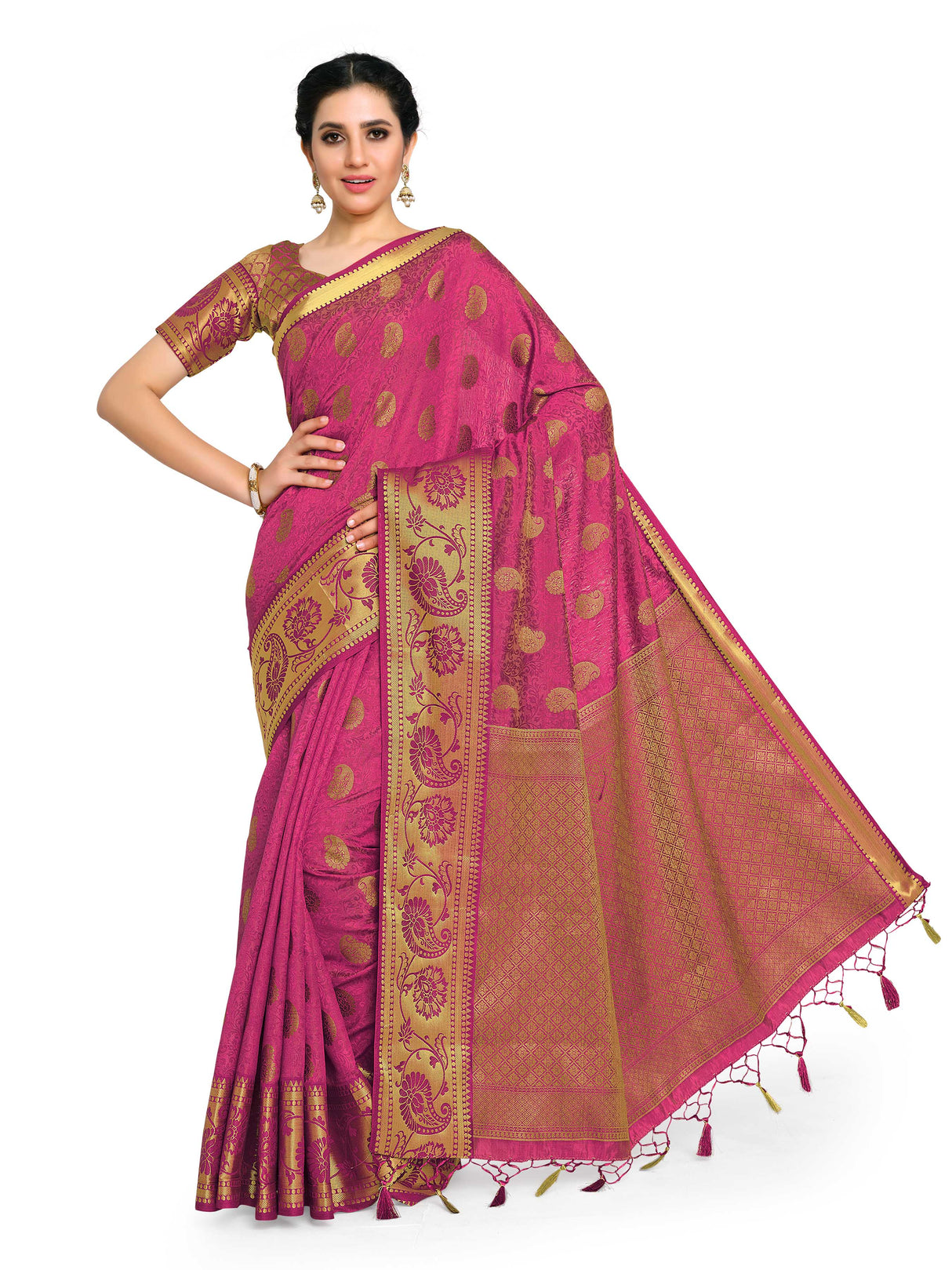 Mimosa Womens Art Silk Saree Kanjivaram Maroon Color