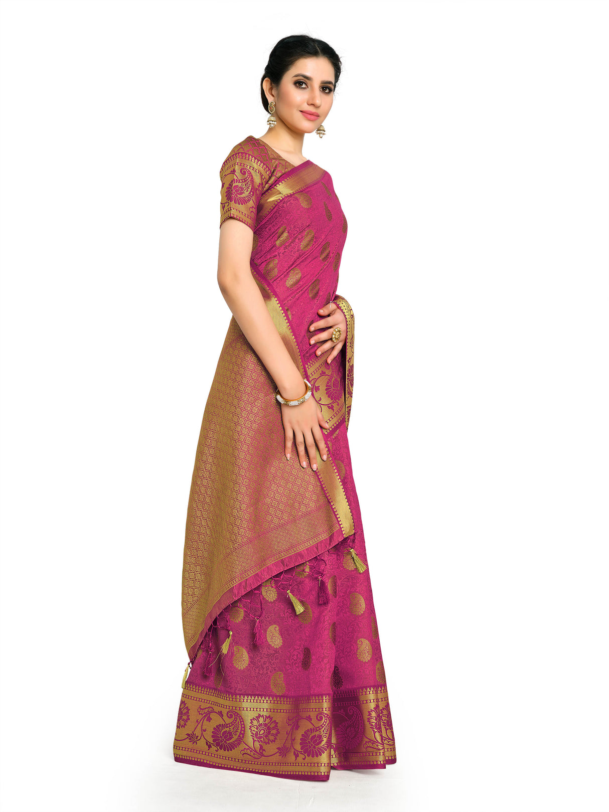 Mimosa Womens Art Silk Saree Kanjivaram Maroon Color