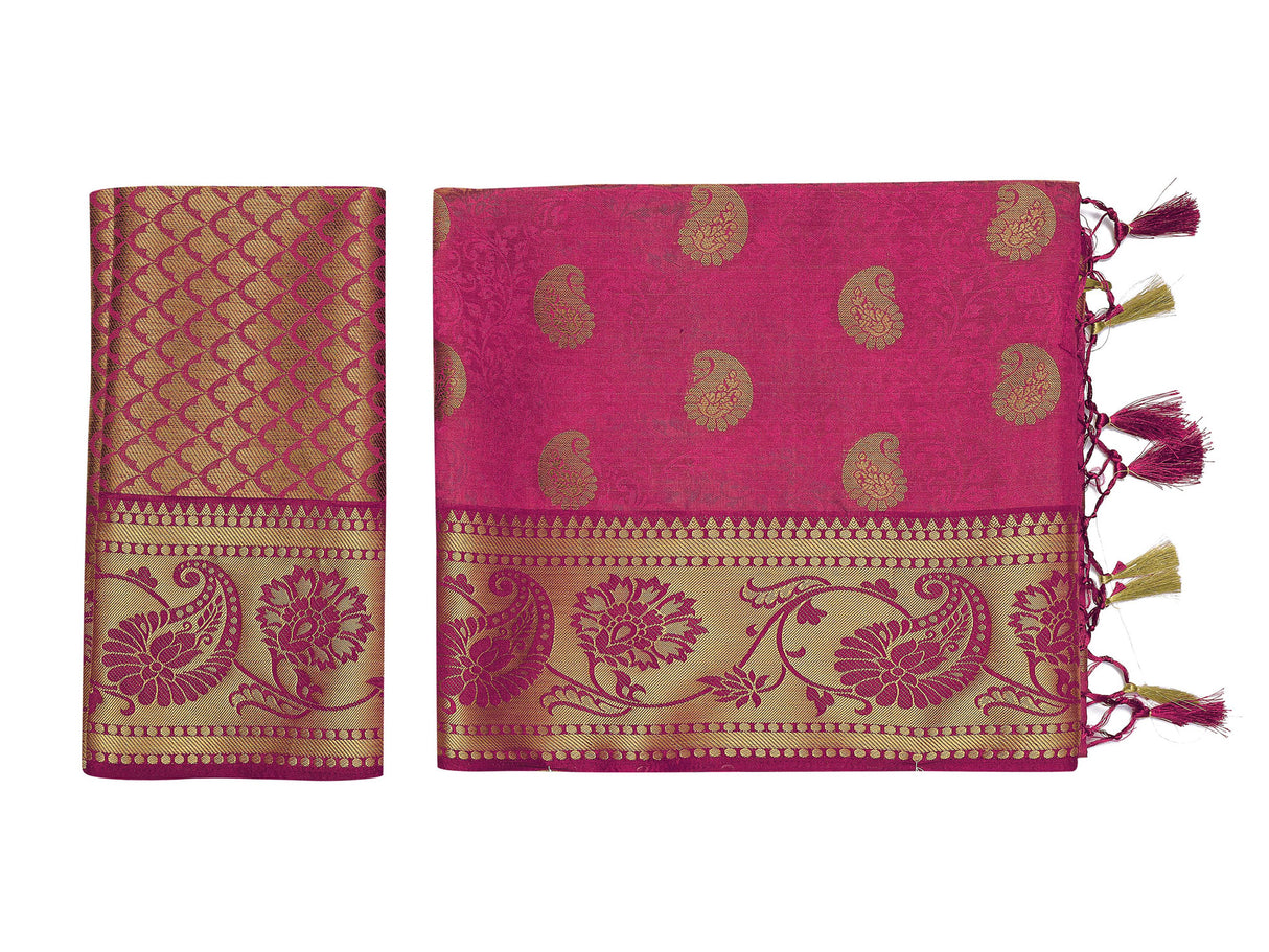 Mimosa Womens Art Silk Saree Kanjivaram Maroon Color