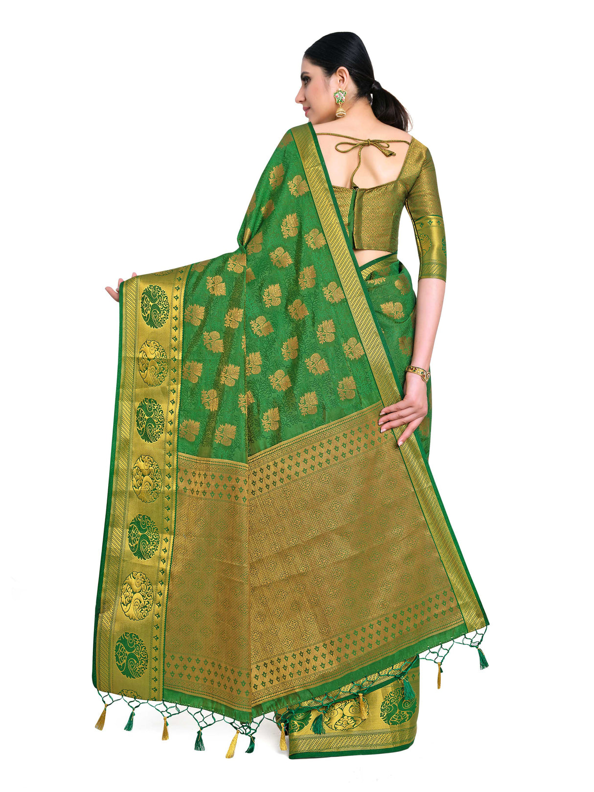 Mimosa Womens Art Silk Saree Kanjivaram BGreen Color