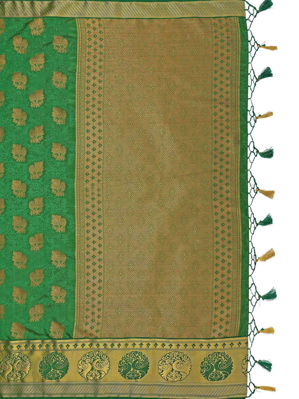 Mimosa Womens Art Silk Saree Kanjivaram BGreen Color