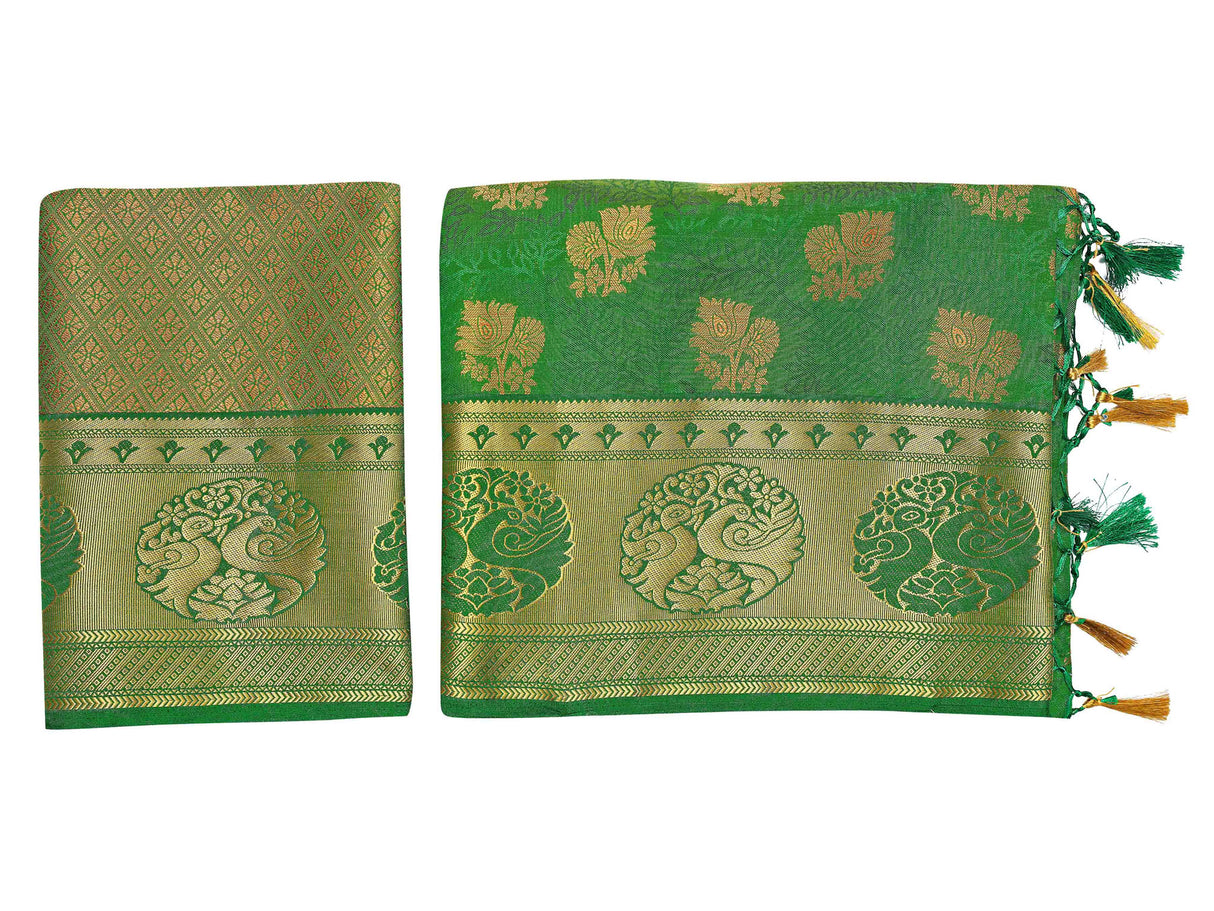 Mimosa Womens Art Silk Saree Kanjivaram BGreen Color