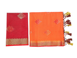 Mimosa Womens Art Silk Saree Kanjivaram style Peach Color