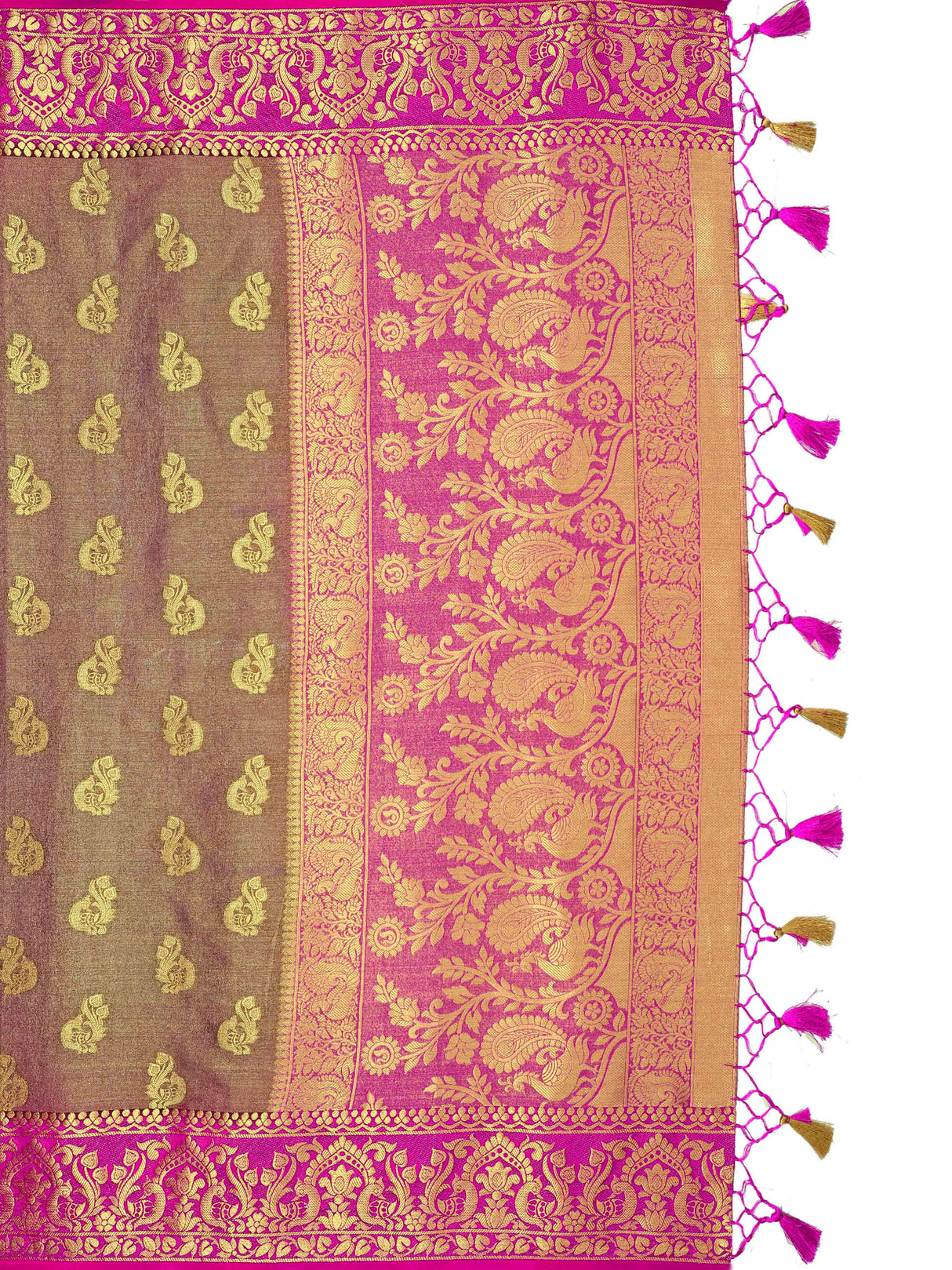 Mimosa Womens Art Silk Saree Kanjivaram Chocolate Color