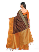 Mimosa Womens Art Silk Saree Kanjivaram Chocolate Color