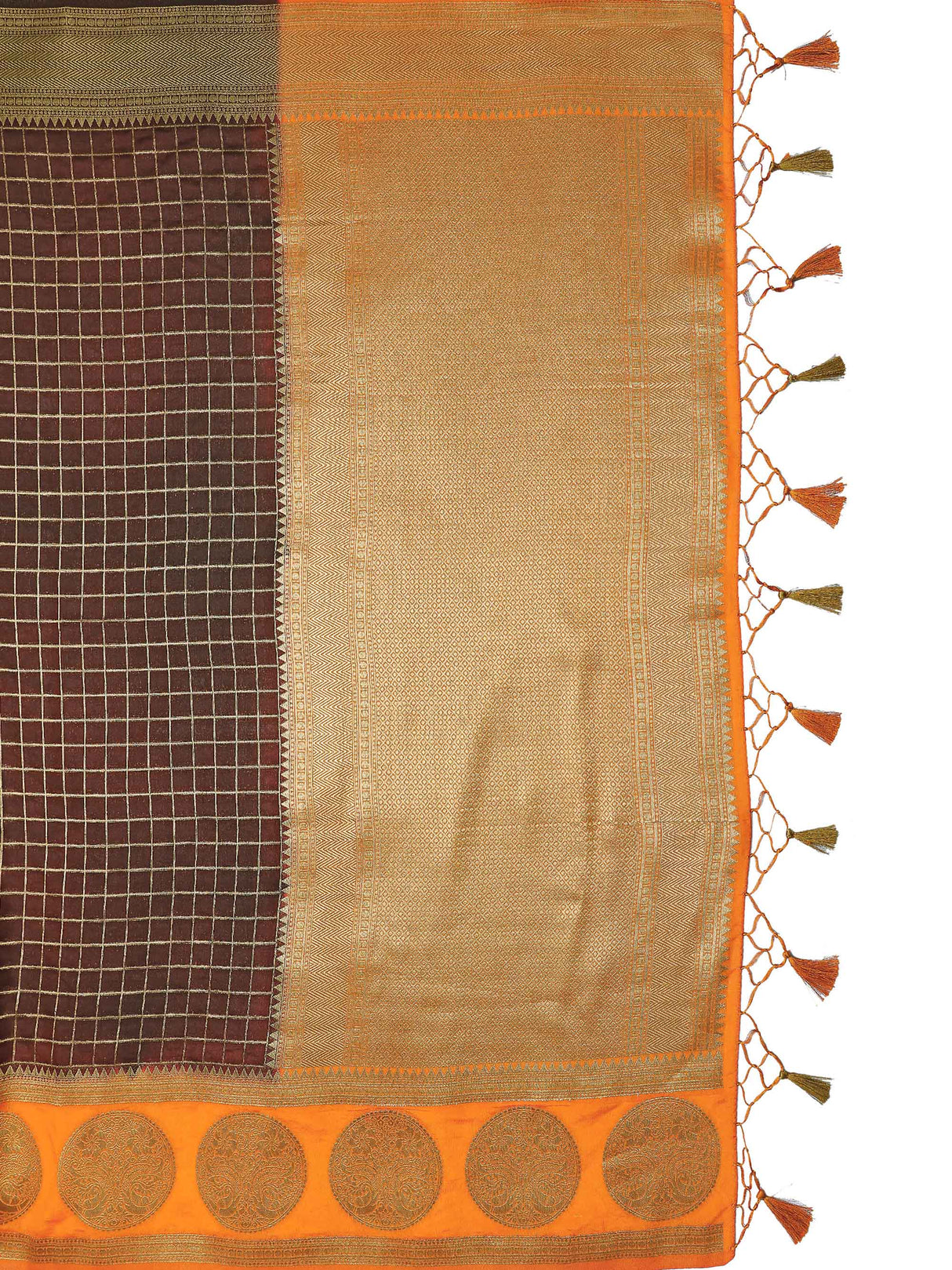 Mimosa Womens Art Silk Saree Kanjivaram Chocolate Color