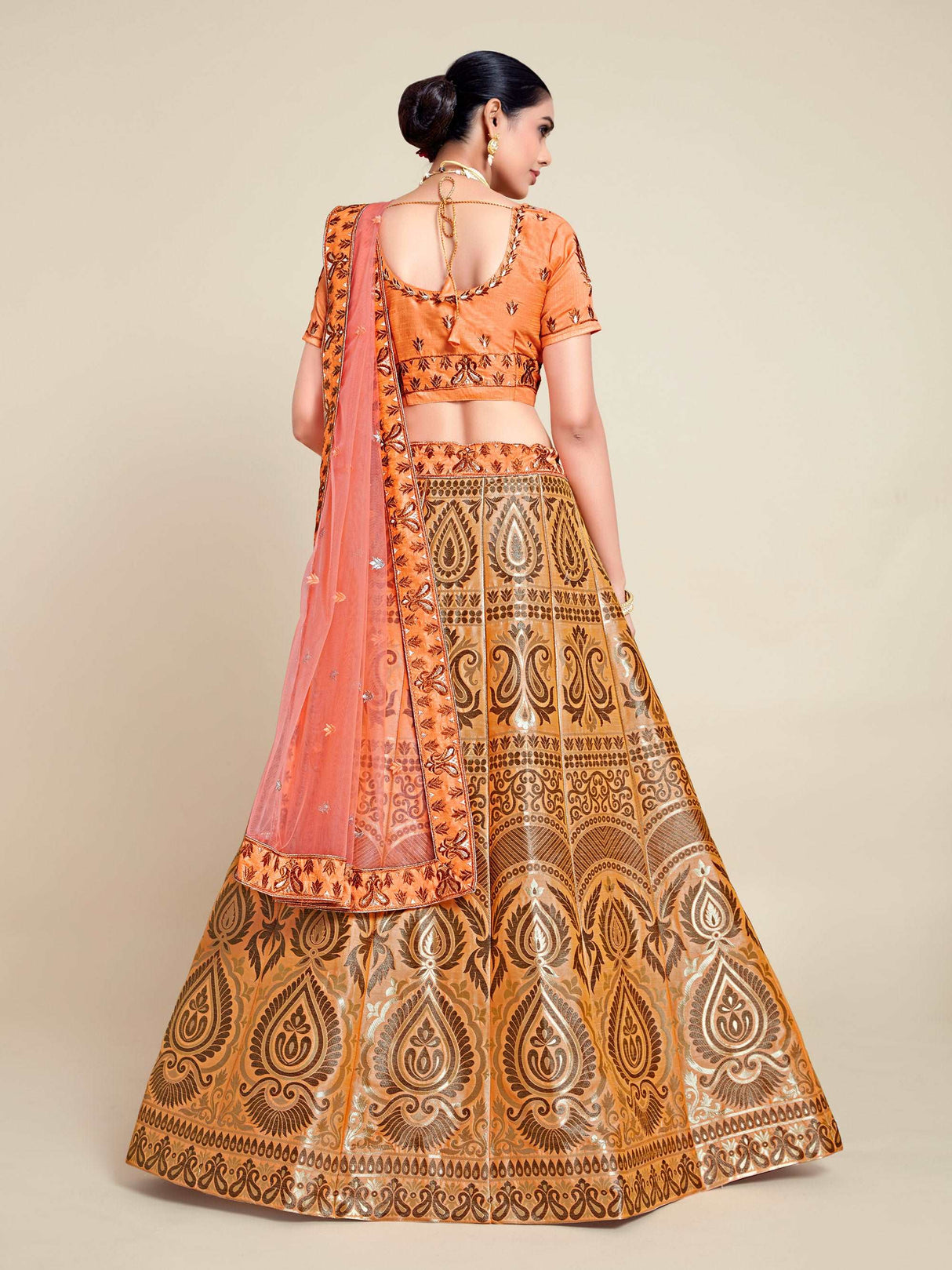 MIMOSA Women's Art Silk Semi-Stitched Lehenga with Unstitched Blouse and Dupatta