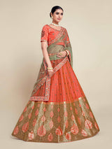 MIMOSA Women's Art Silk Semi-Stitched Lehenga with Unstitched Blouse and Dupatta