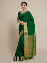 Mimosa Womens Crepe Saree Mysore Silk style BGreen Color