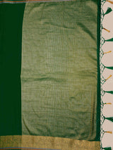 Mimosa Womens Crepe Saree Mysore Silk style BGreen Color