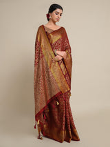 Mimosa Womens Art Silk Saree Kanjivaram Chocolate Color