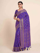 Mimosa Womens Art Silk Saree Kanjivaram style Purple Color