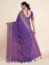 Mimosa Womens Art Silk Saree Kanjivaram style Purple Color