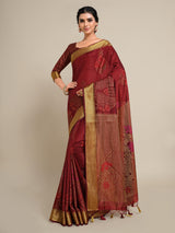 Mimosa Womens Art Silk Saree Kanjivaram Chocolate Color