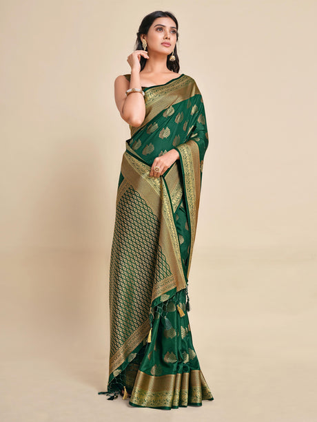 Mimosa Womens Art Silk Saree Kanjivaram BGreen Color