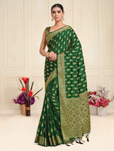 Mimosa Womens Art Silk Saree Kanjivaram BGreen Color